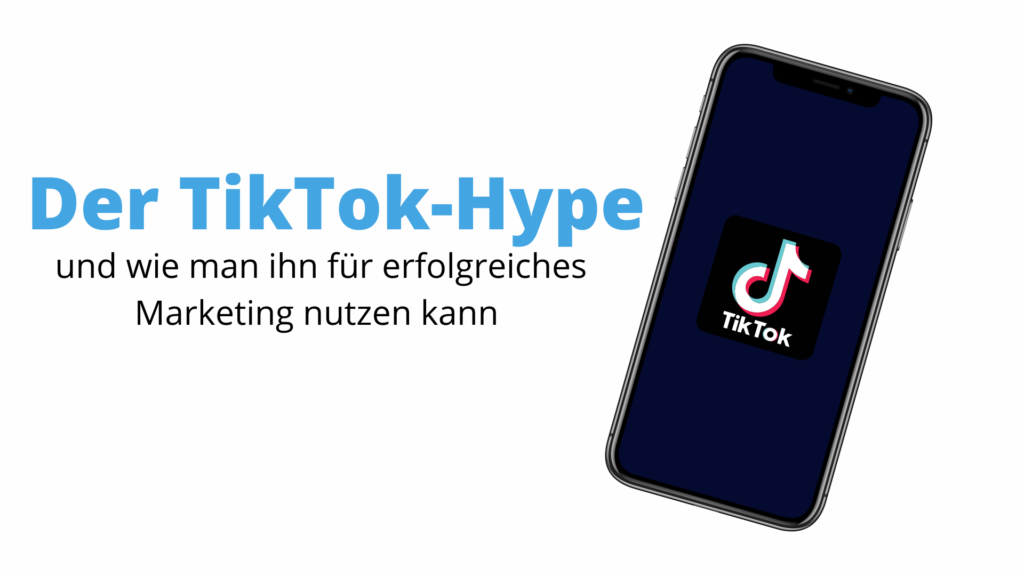 iPhone 11 Pro mit Startbildschirm der TikTok App auf weißem Hintergrund mit der Beschriftung "Der Tiktok-Hype und wie man ihn für erfolgreiches Marketing nutzen kann"